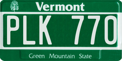 VT license plate PLK770