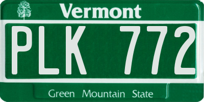 VT license plate PLK772