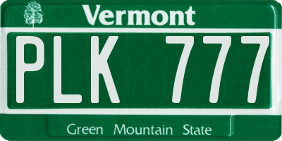 VT license plate PLK777