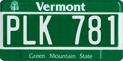 VT license plate PLK781
