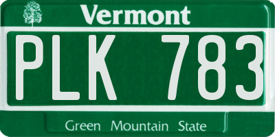 VT license plate PLK783