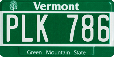 VT license plate PLK786