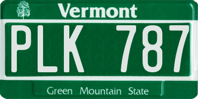 VT license plate PLK787
