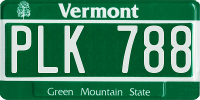 VT license plate PLK788
