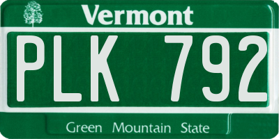 VT license plate PLK792