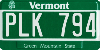 VT license plate PLK794