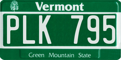 VT license plate PLK795
