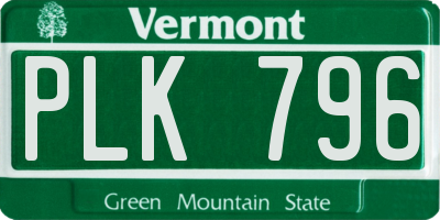 VT license plate PLK796