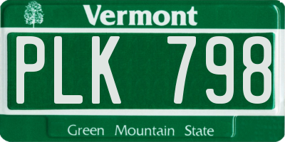 VT license plate PLK798