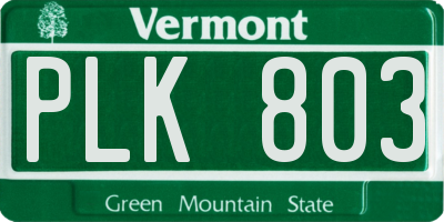 VT license plate PLK803