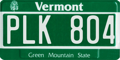 VT license plate PLK804