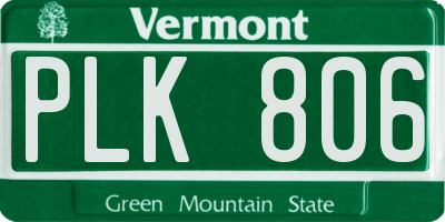 VT license plate PLK806