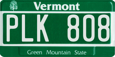 VT license plate PLK808