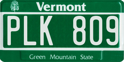 VT license plate PLK809
