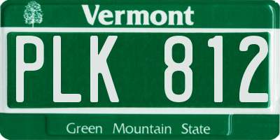 VT license plate PLK812