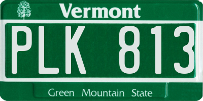 VT license plate PLK813