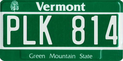 VT license plate PLK814