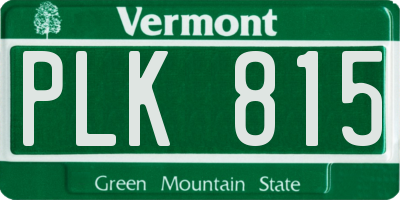 VT license plate PLK815