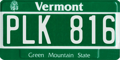 VT license plate PLK816