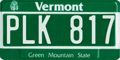 VT license plate PLK817