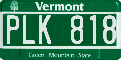 VT license plate PLK818