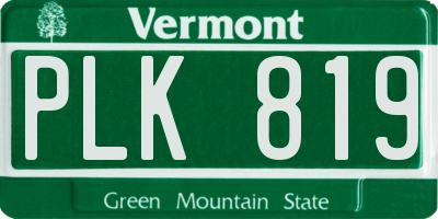 VT license plate PLK819