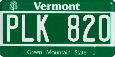 VT license plate PLK820
