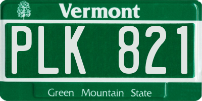 VT license plate PLK821