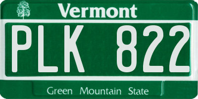 VT license plate PLK822