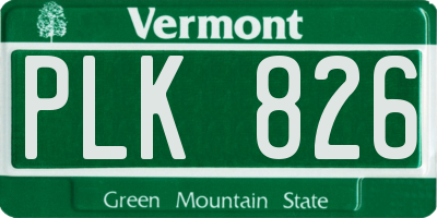 VT license plate PLK826