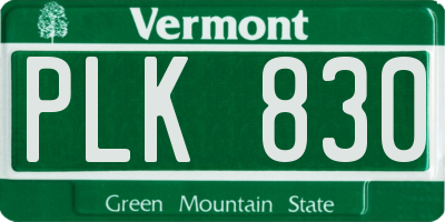 VT license plate PLK830