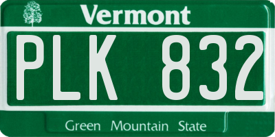 VT license plate PLK832