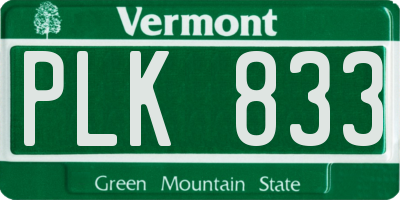 VT license plate PLK833