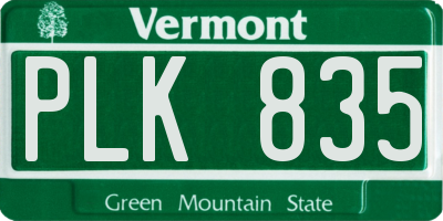 VT license plate PLK835