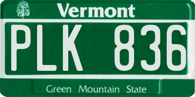 VT license plate PLK836