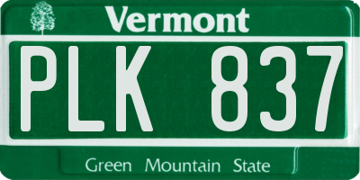 VT license plate PLK837