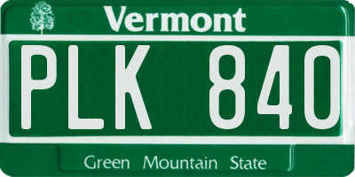 VT license plate PLK840