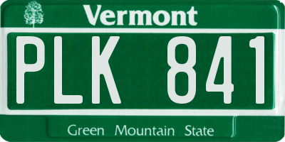 VT license plate PLK841