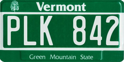 VT license plate PLK842