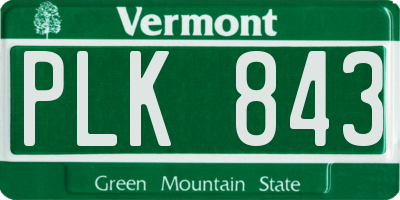 VT license plate PLK843