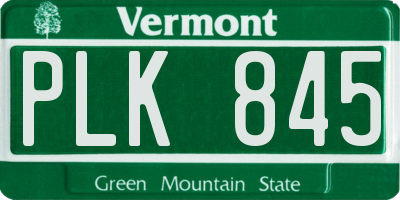 VT license plate PLK845
