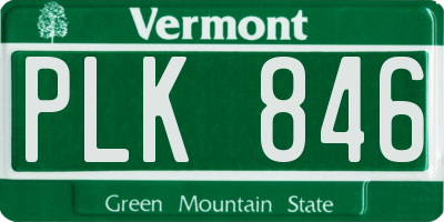 VT license plate PLK846