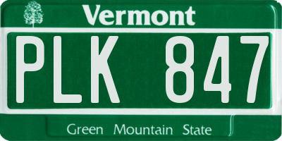 VT license plate PLK847