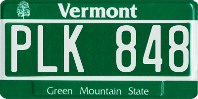 VT license plate PLK848