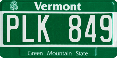 VT license plate PLK849