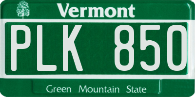 VT license plate PLK850