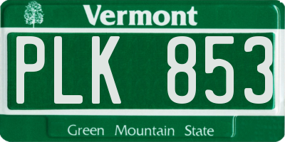 VT license plate PLK853