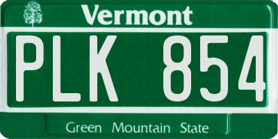 VT license plate PLK854