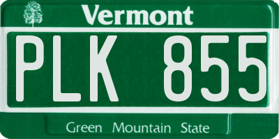 VT license plate PLK855
