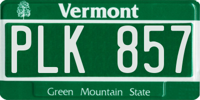 VT license plate PLK857